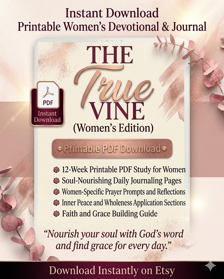 The True Vine Women’s Devotional | Christian Devotional for Women | Faith & Prayer Journal | Spiritual Growth Workbook for Women of God