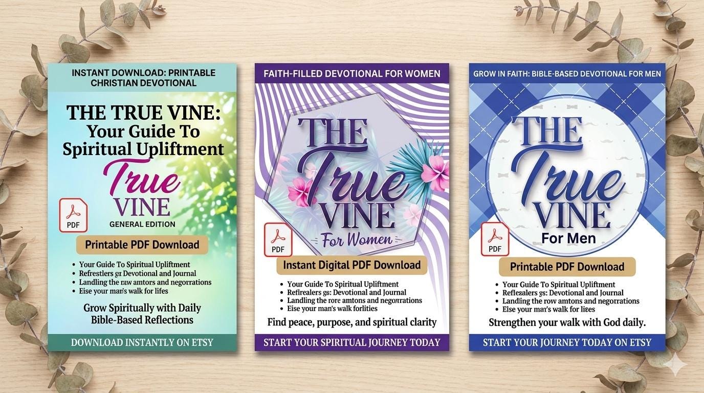 The True Vine Men’s Devotional | Christian Devotional for Men | Spiritual Growth & Discipline Workbook | Prayer Bible Study Guide for Men