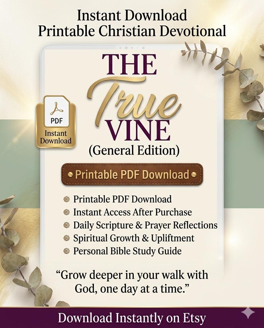 The True Vine Devotional | Christian Daily Devotional for Spiritual Growth & Upliftment | Bible Study Prayer Journal | Faith Workbook